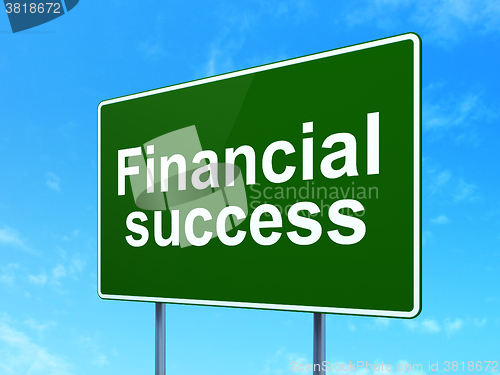 Image of Money concept: Financial Success on road sign background