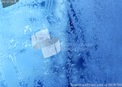 Image of Natural ice pattern on winter glass