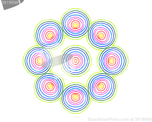 Image of Abstract round concentric pattern from color lines