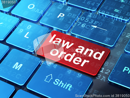 Image of Law concept: Law And Order on computer keyboard background