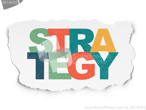 Image of Finance concept: Strategy on Torn Paper background