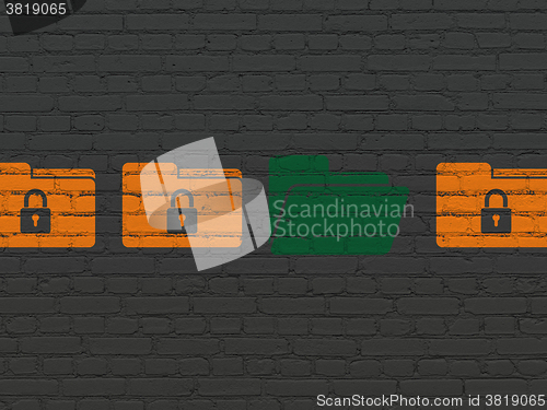 Image of Finance concept: folder icon on wall background