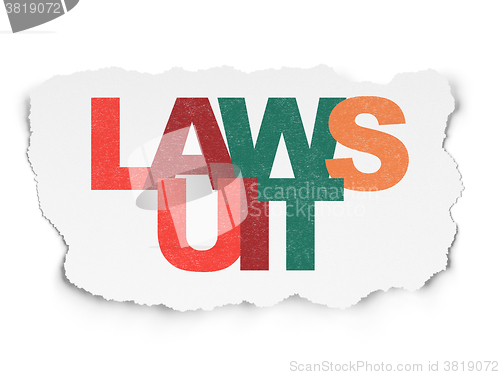 Image of Law concept: Lawsuit on Torn Paper background