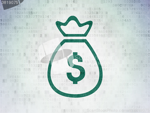 Image of Banking concept: Money Bag on Digital Paper background