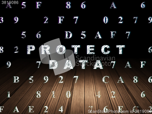 Image of Safety concept: Protect Data in grunge dark room