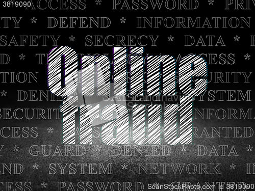 Image of Privacy concept: Online Fraud in grunge dark room