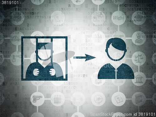 Image of Law concept: Criminal Freed on Digital Paper background
