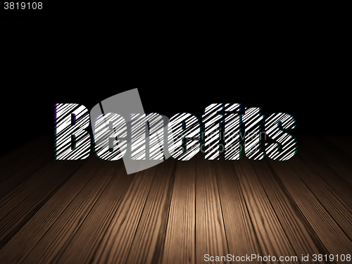 Image of Business concept: Benefits in grunge dark room