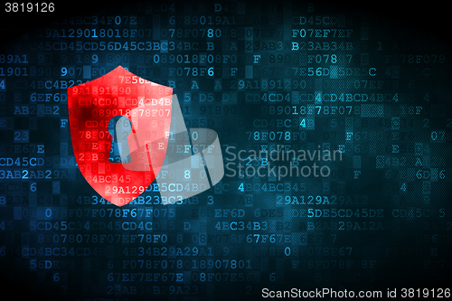 Image of Safety concept: Shield With Keyhole on digital background