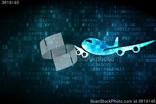 Image of Tourism concept: Airplane on digital background