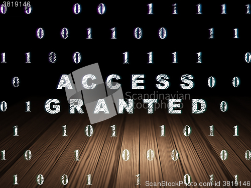 Image of Privacy concept: Access Granted in grunge dark room