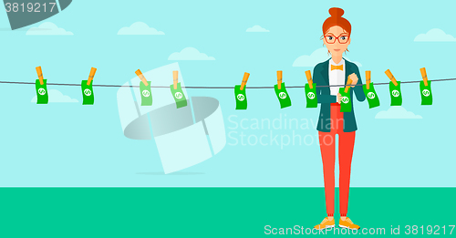 Image of Woman loundering money.