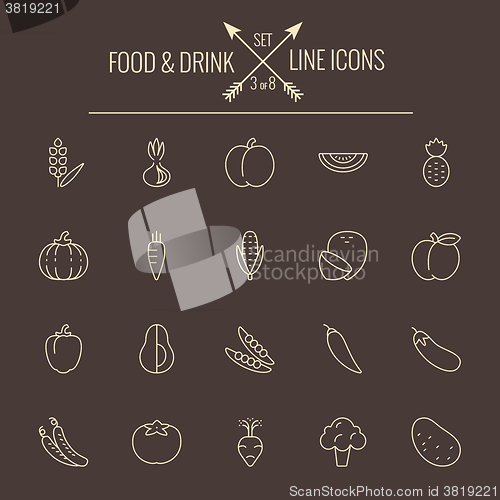 Image of Food and drink icon set.
