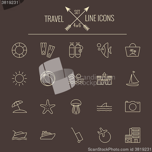 Image of Travel and holiday icon set.