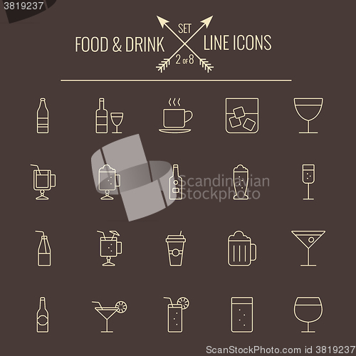 Image of Food and drink icon set.