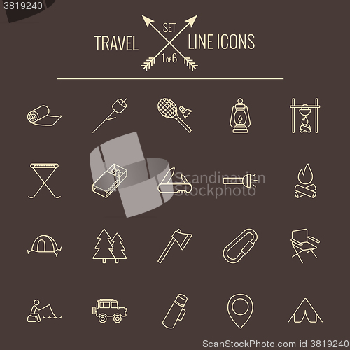 Image of Travel and holiday icon set.