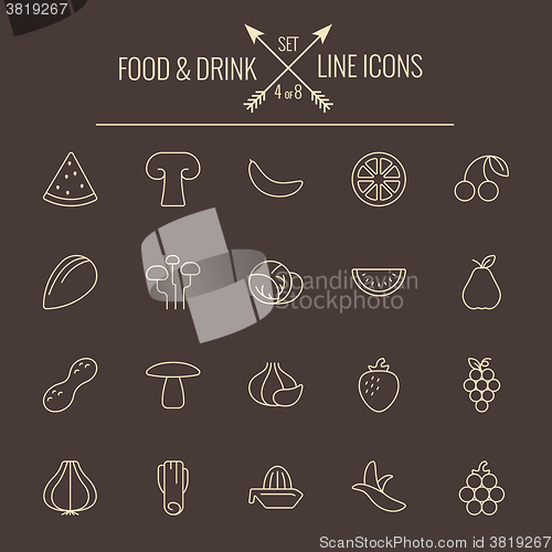 Image of Food and drink icon set.