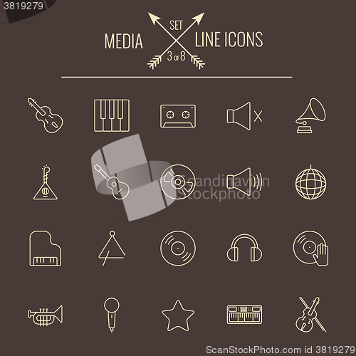 Image of Media icon set.