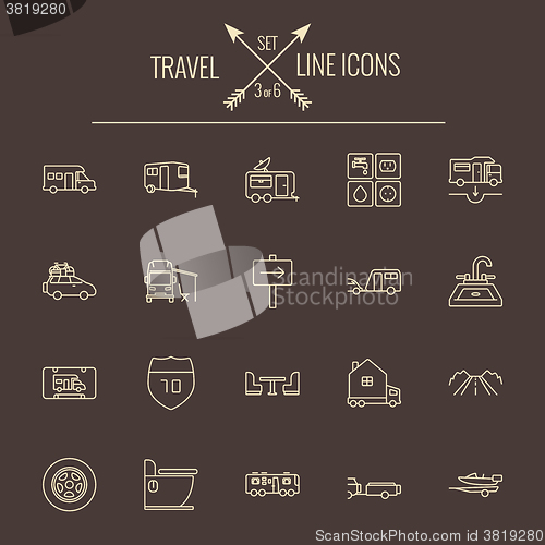 Image of Travel and holiday icon set.