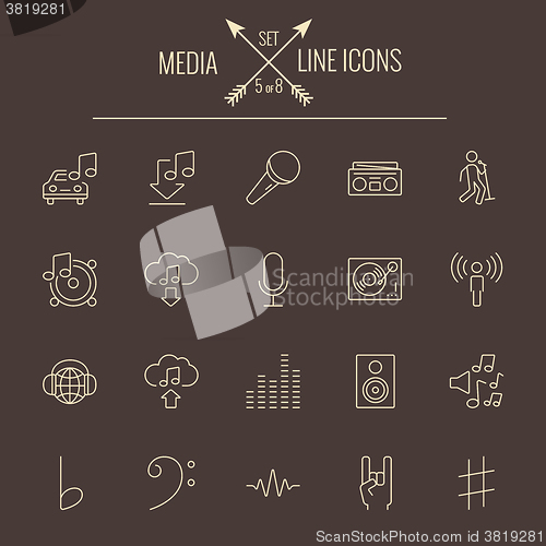 Image of Media icon set.