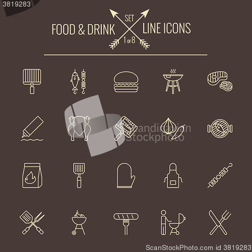 Image of Food and drink icon set.