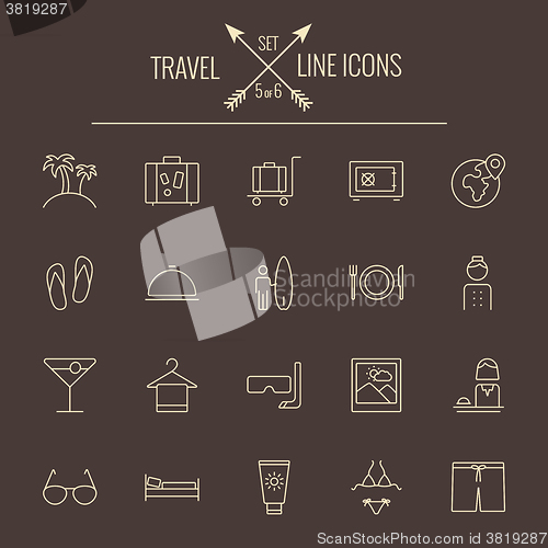 Image of Travel and holiday icon set.