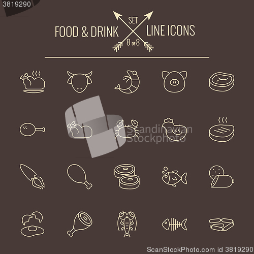Image of Food and drink icon set.