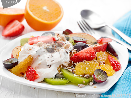 Image of plate of fruit and berries salad
