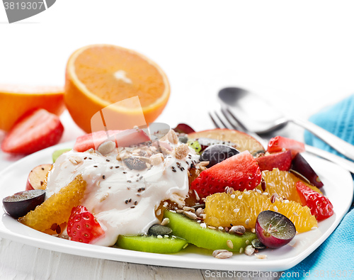 Image of plate of fruit and berries salad