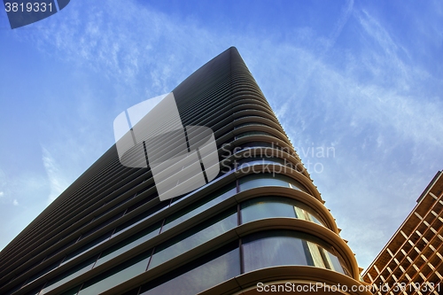 Image of Skyscrapers against blue sky