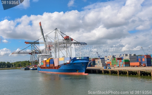 Image of Large oil tanker in canal