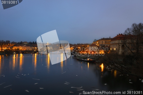 Image of Charles Bridge in Prague at dawn Czech Republic