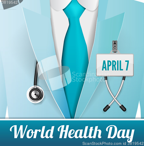 Image of Medical doctor in suit with stethoscope close up