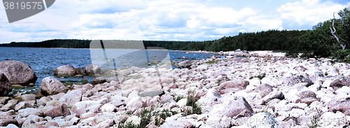 Image of Baltic Islands in height of summer: lush meadows and traveled blocks