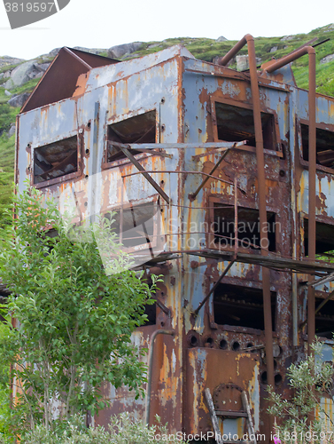 Image of abandoned factory, factory ruins, old buildings, polar region