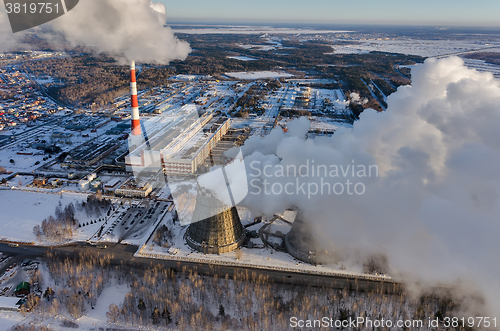 Image of City power plant in a winter season. Tyumen. Russia