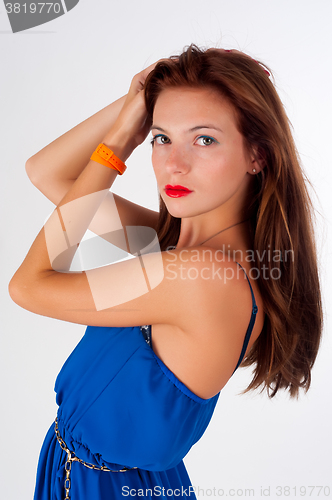 Image of Beautiful young red haired woman with freckles