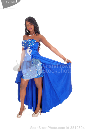 Image of African American woman in blue dress.