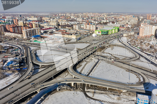 Image of Aerial view on M.Torez street bridge. Tyumen