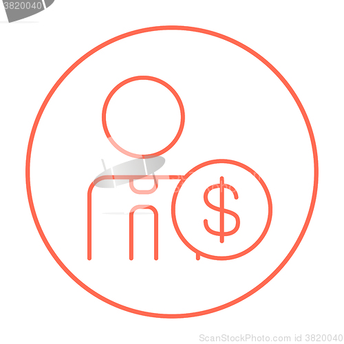 Image of Man with dollar sign line icon.
