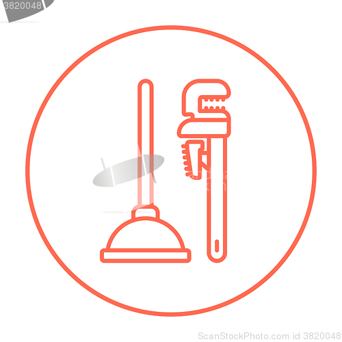 Image of Pipe wrenches and plunger line icon.