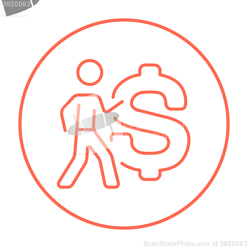 Image of Businessman with big dollar symbol line icon.