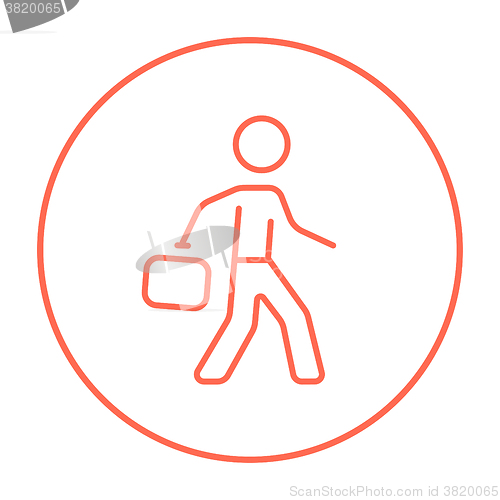 Image of Businessman walking with briefcase line icon.