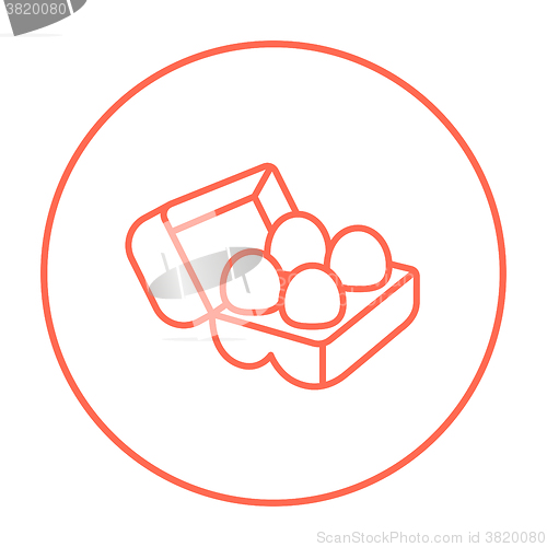 Image of Eggs in carton package line icon.