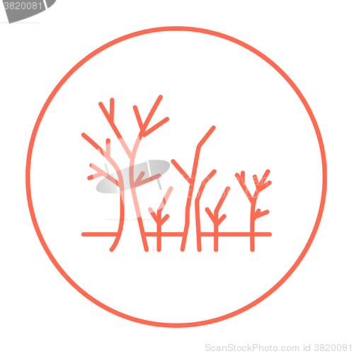 Image of Tree with bare branches line icon.