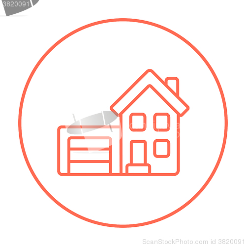 Image of House with garage line icon.