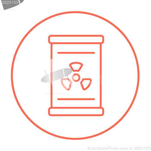 Image of Barrel with ionizing radiation sign line icon.