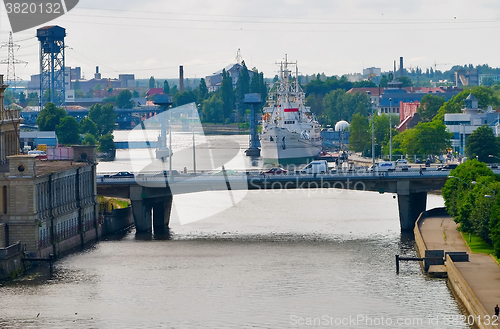 Image of Aerial view on museum of World Ocean. Kaliningrad