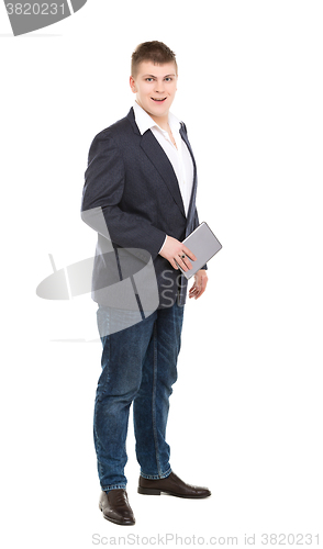 Image of Full Length Portrait Confident Young Businessman with a Modern T