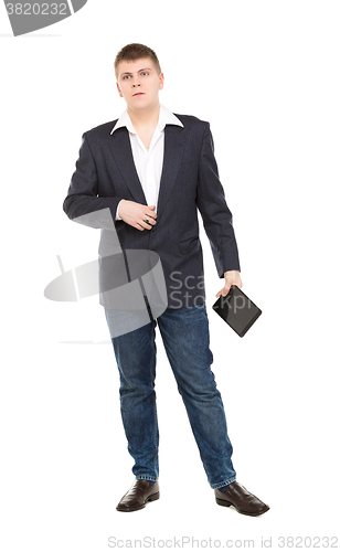 Image of Full Length Portrait Confident Young Businessman with a Modern T